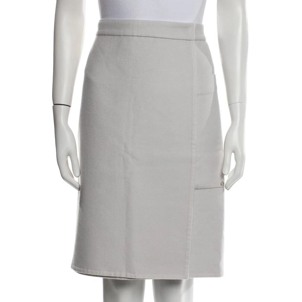 US Based Authentic 100% Cashmere HERMES Skirt Clou de Selle Logo Sz 38 US 8 / 10